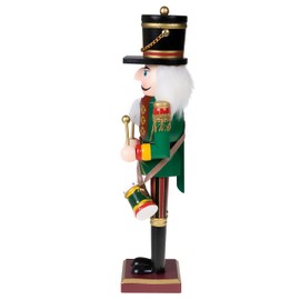 Clever Creations Green Drummer 12 Inch Traditional Wooden Nutcracker, Festive Christmas Décor for Shelves and Tables