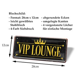 VIP Lounge Sign - Retro Tin Signs Decoration for Party Room Bar Living Room Club Room Teenager Children Youth Gamer Room - 28 x 12 cm