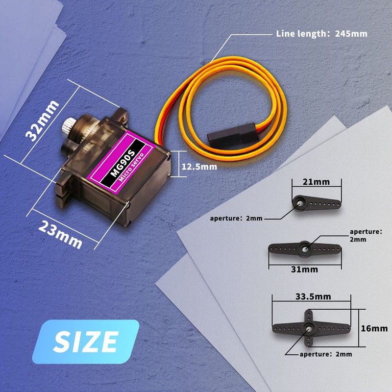 DaFuRui 5pack MG90S Servo Motor， Mini 9G MG90S Micro Servo