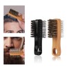 Fhandong Double-Sided Men's Beard Brush, 2-Pack, Black, Detangles & Styles