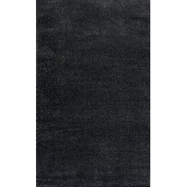JONATHAN Y SEU100I-4 Haze Solid Low-Pile Indoor Area-Rug Casual Contemporary Solid Traditional Easy-Cleaning Bedroom Kitchen Living Room Non Shedding, 4 ft x 6 ft, Black
