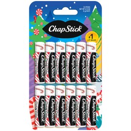 ChapStick Bulk Lip Balm, Candy Cane, 12-Pack – Fresh & Minty Lip Moisturizer, Stocking Stuffer, 0.15 Oz Ea