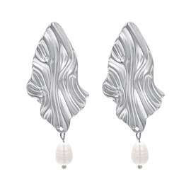 Vissen Baroque Pearls Gold-Plated / Silver Pendant Earrings Women's Hypoallergenic Nickel-Free Fashion Jewellery Earrings, Stainless Steel