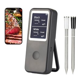 YOMYM Inalámbrico Termómetro Carne,Termómetro Digital Cocina,con 2 Sondas                                                                             