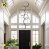 Benkut Modern LED Chandelier 6 Ring Black LED Pendant Light