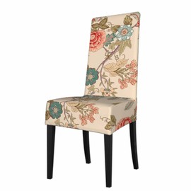Numland Elegant Flowers Kitchen Chair Covers Spring Botanical Plant Garden Blossom Foliage Stretchable Polyester for Dining Room, Hotel, Ceremony, Restaurant 1 Pack
