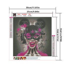 DCIDBEI 30 x 30 cm 5D Diamond Painting Gothic Woman DIY Diamond Painting Modern Woman Round Diamond Art for Children Mosaic Craft Wall Decoration for Living Room Study Bedroom