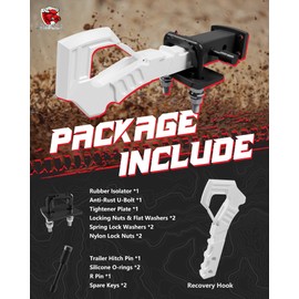 AMBULL Truck Hitch - 2" Receiver Hitch with Scorpion Tail Tow Hook; 88000 Lbs Break Strength; Drop Forged Steel; White