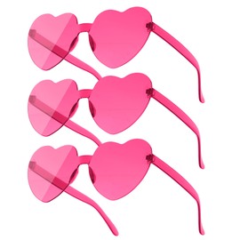 Yomaido Pack of 6/10 Heart Round Party Glasses Sunglasses Funny Party Glasses Rimless Hippie Heart-Shaped Glasses for Birthday Party, Carnival, Painting for Children and Adults