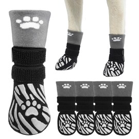 SCENEREAL Dog Socks to Prevent Licking Paws for Hot/Cold Pavement, Dog Boots & Paw Protectors for Small Medium Large Dogs, Senior Dog Grippy Socks Booties for Hardwood Floors Winter Outdoor, Black M
