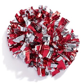 Anderson's Metallic Red and Silver Cheer Pom with Baton Handle (Each), Cheerleading, Danceline, Shaker