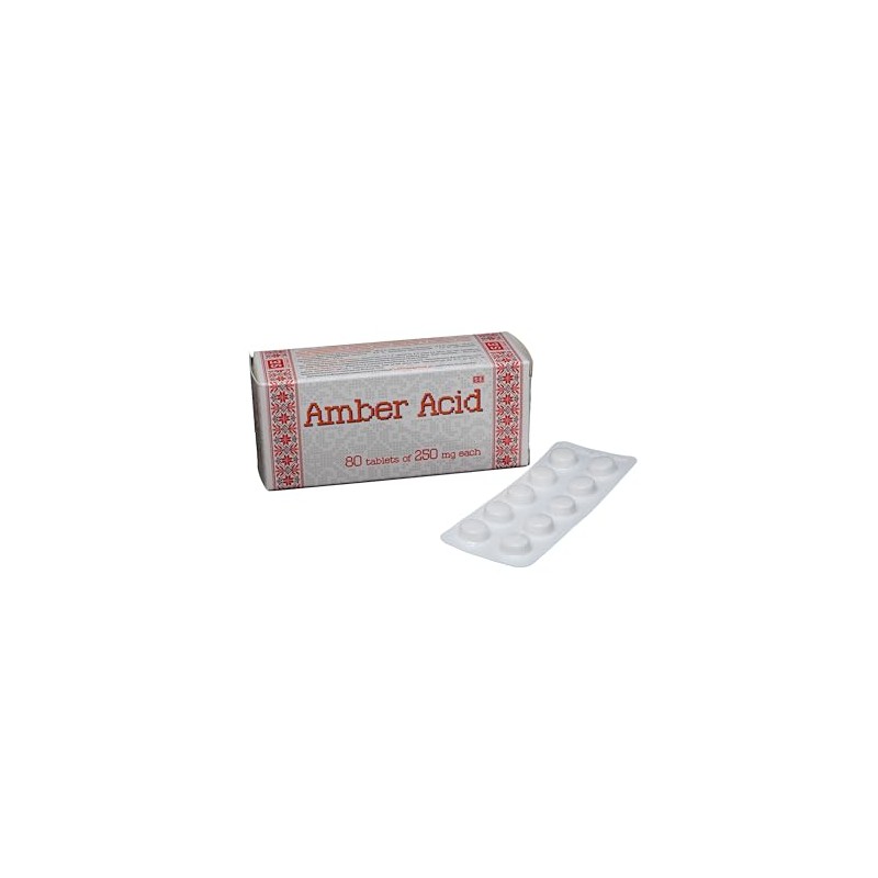 FARMAKOM (2 Pack) Succinic Acid (Amber Acid) 80 tabs/0.25g with