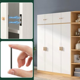 Jiayi Ultra Thin Magnetic Catch Strong, Pack of 4 Magnets for Cabinet Doors, Drawer Magnetic Closure for Cupboards, Double Magnets Lock for Furniture, Cupboard, Door Close, Black