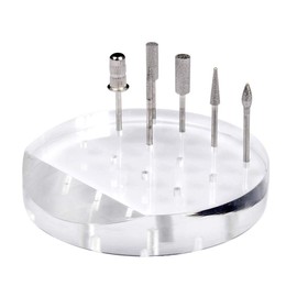 1Pc Clear Acrylic Nail Drill Bit Holder Stand Case Display Organizer 12 Holes Drill Bit Holder Manicure Tools for Home Use or Profession Nail Salon Use, Round