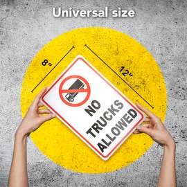 No Trucks Sign - 8x12 Aluminum Driveway and Private Road Sign - No Truck Parking or Turnaround Allowed