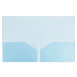JAM Paper Plastic Regular Weight Two Pocket Presentation Folder - Blue - 108/pack