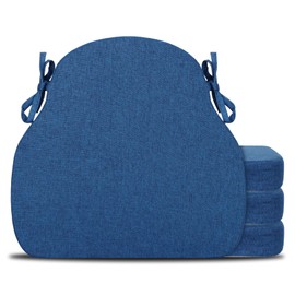 PRONOUS Navy Blue Winsor Chair Cushions with Ties, Dining Kitchen Chair Seat Pads Non Slip Removable Washable Cover 17"x16" Set of 4