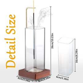 SHGarden Incense Holder for Sticks Wood Incense Burner with Removable Glass Ashes Catcher for Yoga Spa Meditation Room Decor SH0057