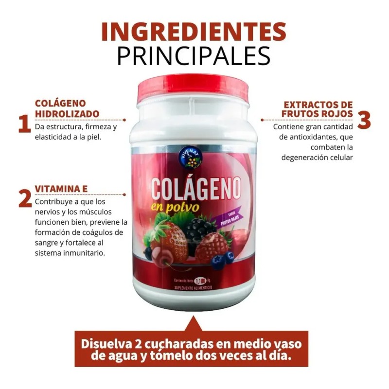 Colageno Frutos Rojos 1.100 Kg Tipo De Piel Normal