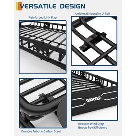 GarveeLife 46 in x 36 in Universal Roof Rack Carrier Basket, 200 LBS Capacity Rooftop Cargo Rack, Car Top Luggage Holder Basket Heavy Duty for SUVs, Trucks, Vehicles