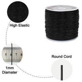 1mm x 330 Feet Elastic String Clear Stretchy Black Cord for Bracelets Necklaces Beading Jewelry Making and Crafts