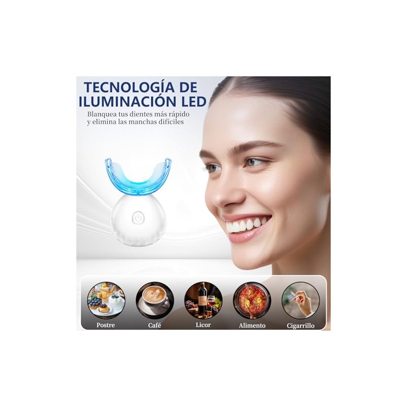 Kit Blanqueamiento Dental Cluye Bolígrafos Blanqueadores Luz Led Tabla Colores