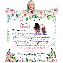 VICTERR Gifts for Mum, Throw Blanket for Mother's Birthday, Birthday Gifts for Mum on Her Birthday, 50"x60" Soft Flannel Blanket, Women Birthday Presents