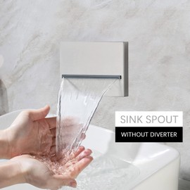 Waterfall Showerhead Tub Spout Fixtures - NPT1/2 Wall Mounted Heavy Durable Metal Fixed Bathtub Faucet Without Shower Diverter, Bathroom Multiple Uses and Large Flow, Brushed Nickel