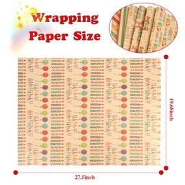 Birthday Wrapping Paper 12 Sheets 19.7 X 27.5in Folded Flat Gift Wrapping Papers 4 Style Funny Wrap Paper Gift Wrapping Supplies Birthday Wrapping Paper Roll Wrapping Papers Birthday Gifts Wrapping