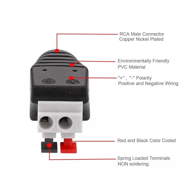 Borsuer Rca To Speaker Wire Adapters Easy Connect Non Soldering