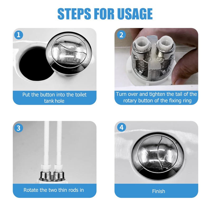 Toilet Push Button Flush Replacement 2 Pack, Ancable Dual Toilet