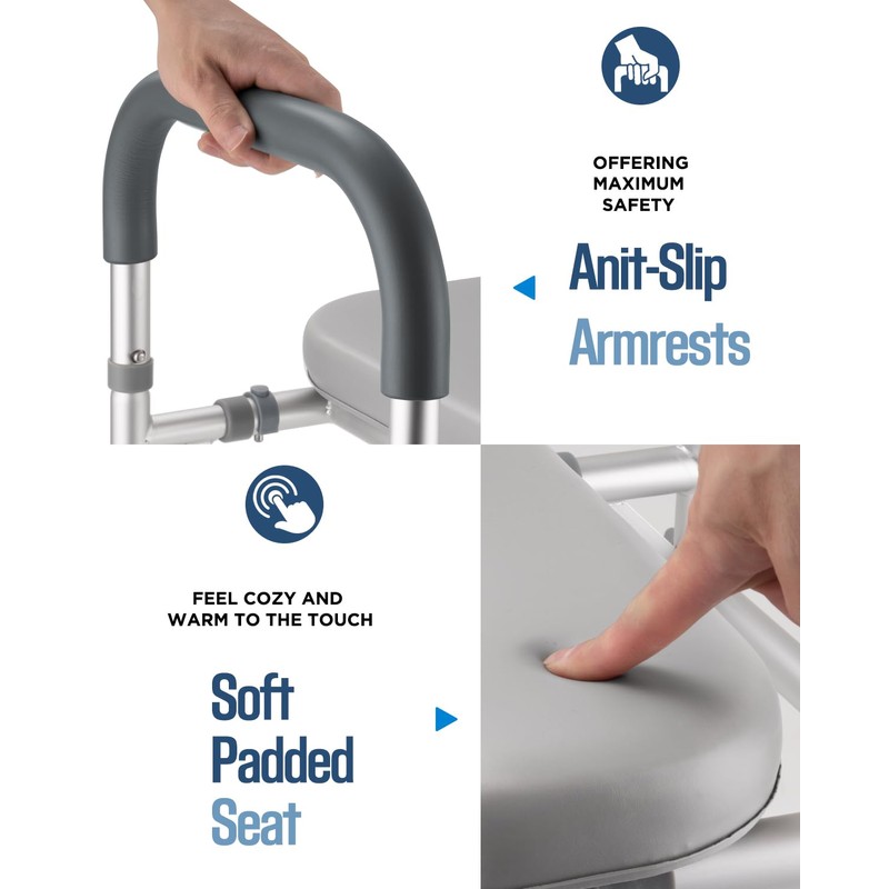 Toilet Seat Riser Extra Wide, 500lb Raised Toilet Seat with