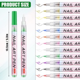 12 Piece 3D Nail Art Pens Set, Nail Art Drawing Pen Colourful Nail Art Pens Nail Drawing Pen Manicure Tools for Nail Art DIY (12 Colours)