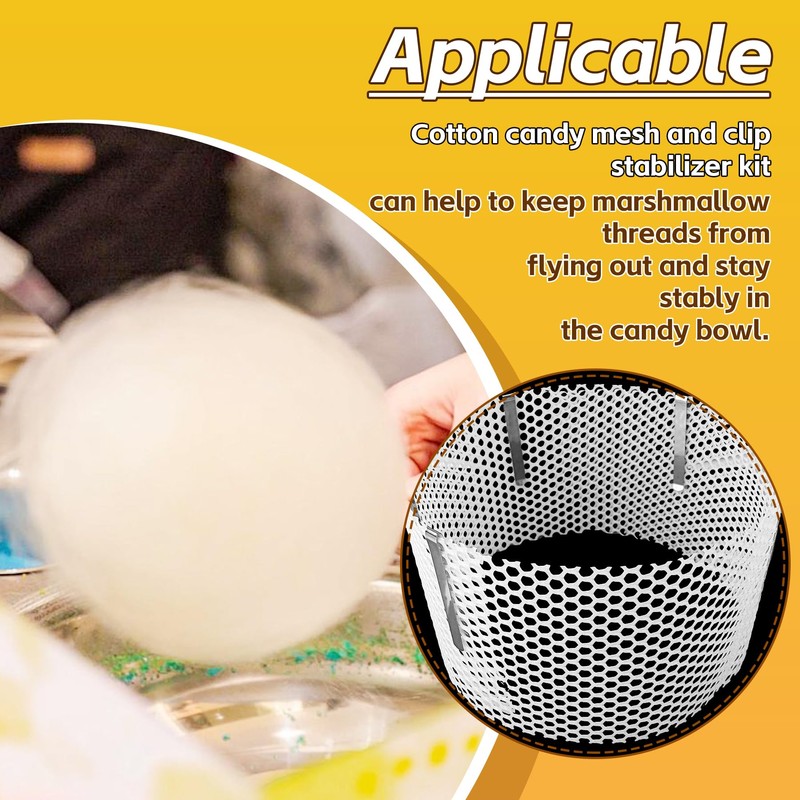 Zorqon 2 Sets Cotton Candy Machine Mesh and Clip Stabilizer