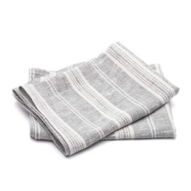 Set of 2 Graphite Linen Tea Towels Multistripe 46 x 65 cm, Made in Europe, Kitchen Linen, European linen, Machine Washable, Super Absorbent