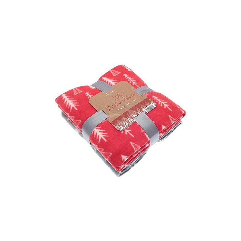 Pack of 2 Christmas Fleece Throws - 120cm x 150cm