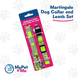 My Pet & Me - Martingale Reflective Dog Collar and Leash Set - Durable, Adjustable Collar with Padded Handle Leash for Small & Medium Dogs - Perfect for Training, Walking, and Outdoor Adventures