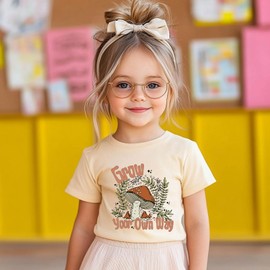 Kids Graphic Tees Grow Your Own Way Toddler Shirt Cute Mushroom Natural Boys Girls Clothes Casual Summer Tops 3T