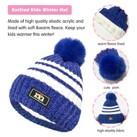 Kids Toddlers Winter Beanie Hats Gloves Neck Warmer Scarf Set Gifts for Girls Boys (Neck Warmer Blue)