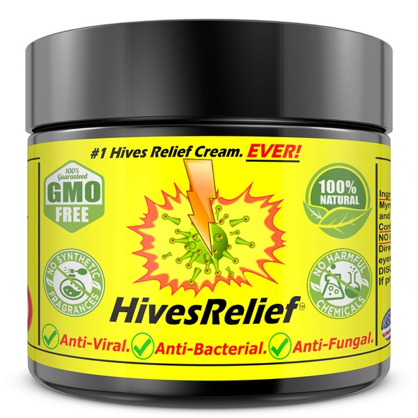 HivesRelief Cream - Fastest Acting Powerful Hives Relief Cream With 100% Natural Formula - Gentle Skin Irritation Cream For Hives Itchiness, Redness & Rashes - For Adults & Kids