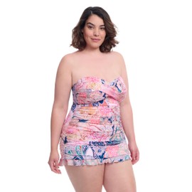 Profile by Gottex Women's Standard Karma V Neck One-Piece Swimsuit, Blue Multi