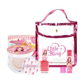 Little Bling Children's Star Goddess Pink Pouch Set A, Daily Sun Pact + Ring Nail (Aurora Pink) + Lip Balm (Pink) + Pink Pouch, 1 Set / 리틀블링 아동용 별의 여신 핑크 파우치 세트 A, 데일리선팩트 + 반지네일(오로라핑크) + 립밤(핑크) + 핑크파우치, 1세트