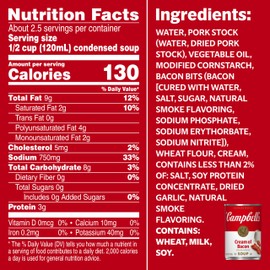 Campbell's Condensed Cream of Bacon Soup With Natural Smoke Flavoring Added, 10.5 oz Can