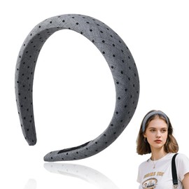 Grey Polka Dot Hair Accessories Preppy Headbands for Girls Women Daily Casual Vintage Headband for Thin Short Hair Decorations for Prom Party Outfits College Fashion Polka Dot Hairband for Girls Women