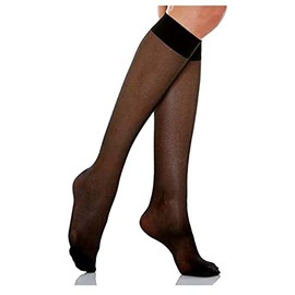 Women Sheer Knee High Stockings 20 Denier (as1, alpha, one_size, regular, regular, Black)