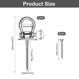 KUHAWL Heavy Duty 180° Swing Hooks, 2 Swing Hooks 500 kg Capacity 304 Stainless Steel Swing Hooks for Wooden Beams, Ceiling Hooks, Swing Punch Bag for Hammocks, Yoga Punching Bags, Porch Swing Sets
