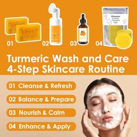 Kit Cuidado Facial Cúrcuma Piezas Limpiador Cepillo Discos Exfoliantes Jabón Aceite Natural Piel