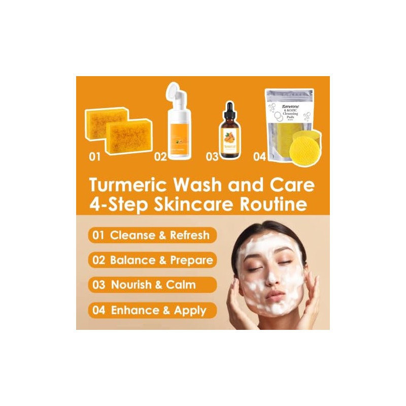 Kit Cuidado Facial Cúrcuma Piezas Limpiador Cepillo Discos Exfoliantes Jabón