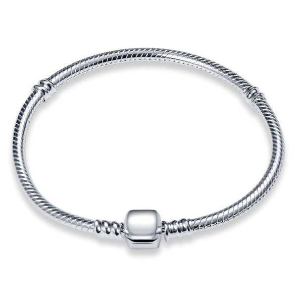 Pandach 925 Sterling Silver Clear CZ Clasp Snake Chain Bracelet