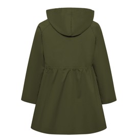 Betusline Girl's Hoodie Trench Coat, Single Breasted Windbreaker Hoodie Jacket Dress Outerwear for Girl, Army Green, 3-4T = Tag 110